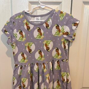 Hanna Andersson Disney Princess Tiana 8t Purple Short Sleeve Printed Knit Dress